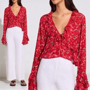 Faithfull the Brand Women's Montenegro Top In El Limon Floral Pink Size M/6